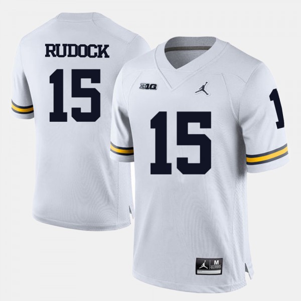 Michigan Wolverines #15 Men Jake Rudock Jersey White Embroidery College Football
